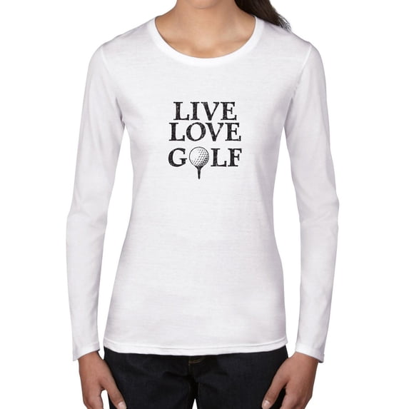 Live Love Golf - with Golf Ball & Tee - Golfing Women's Long Sleeve Grey T-Shirt