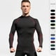 thumbnail image 4 of Camiseta deportiva de manga larga con cuello alto para hombre, para correr, deportes profesionales, otoño e invierno, elástica, de secado rápido, sudadera con cuello 1058, 4 of 6