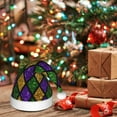 thumbnail image 6 of KLL Christmas Hats for Adults Plush Mardi Gras Shiny Green Purple Print Santa Hat Xmas Fluffy Santa Claus Hat for Women Men, 6 of 6