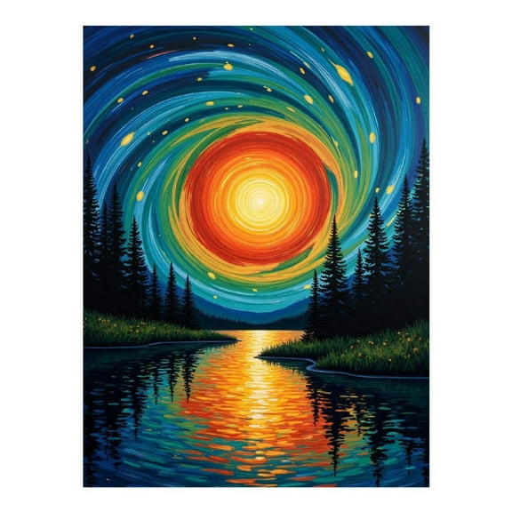 Diamond Art Kit for Adults, Sunset Swirl Colorful Landscape Diamond Painting for Adults Beginners, DIY Diamond Art Painting Kits, 5D Diamond Painting Crafts for Home Decor 12x16 Frameless