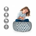thumbnail image 2 of Retro Storage Toy Bag Chair, 3D Style Cubes Squares Pattern Geometric Old Fashioned Abstract Futuristic, Stuffed Animal Organizer Washable Bag, Large Size, Blue Pale Blue White, by Ambesonne, 2 of 3