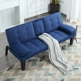 thumbnail image 2 of 65" Twin Futon Sofa Bed Couch, Convertible Daybed Sofa with Cup Holders, Adjustable Backrest & Removable Arm Cushions, Folding Couch for Home, Office, or Guest Room, Fold Out Couch Bed Blue, 2 of 5