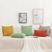 decorUhome Pack of 2 Decorative Throw Pillow Covers 18x18, Soft Corduroy Striped Couch Pillow Covers, Boho Modern Farmhouse Home Decor, Sage Green