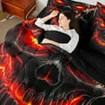 thumbnail image 4 of Manfei Boho Skull Skeleton Twin Bedding Sets 7pcs, Halloween Bedding Comforter Set, Black Orange Lightning Sheet Sets, Breathable Home Decor, 4 of 8