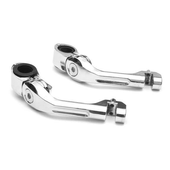 Krator Universal 5" Long Angled Adjustable Highway Foot Peg Mounting Kit Compatible with Harley Davidson FLHTCU Ultra Classic Electra Glide 1989-2019, 1 Pair, Chrome