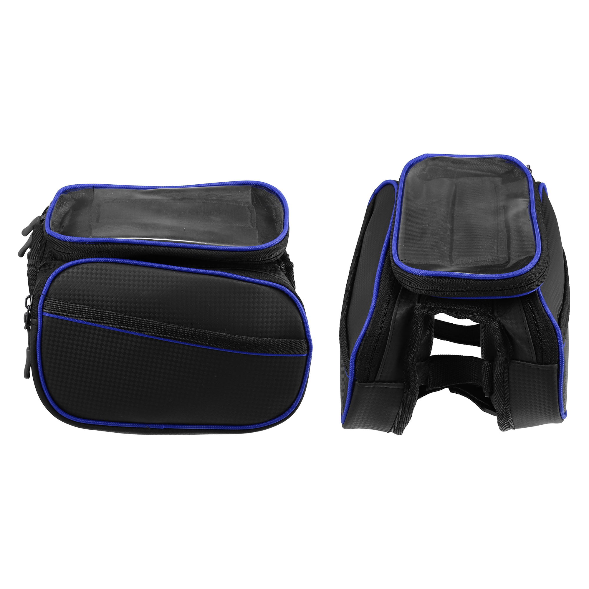 Unique Bargains Bike Front Frame Bag with Touch Screen Phone Holder Black Blue