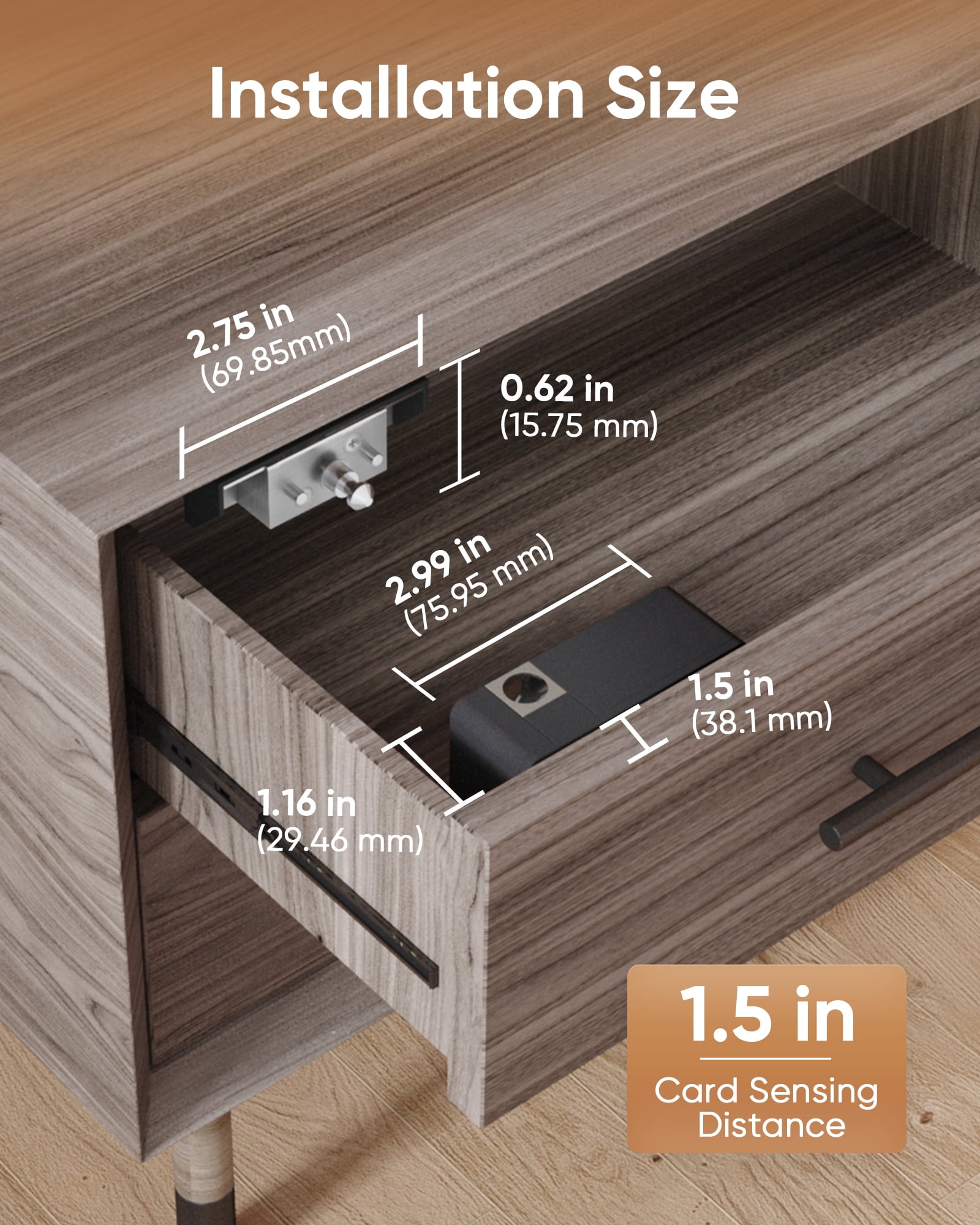 Smart Bluetooth Cabinet Locks Hidden,Safety RFID Kid Keyless Proofing Drawer Locks for Adults Cupboard File Cabinets,TTlock APP Works with Alexa & Google Home,Support NFC,Card Unlocking
