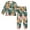 Abstract Tropical Leaves Pattern, variant on Fluffy Pajamas Set Fuzzy Winter Warm Pj Sets Pullover Tops and Long Pants Blue Pastel Flowers X-Small