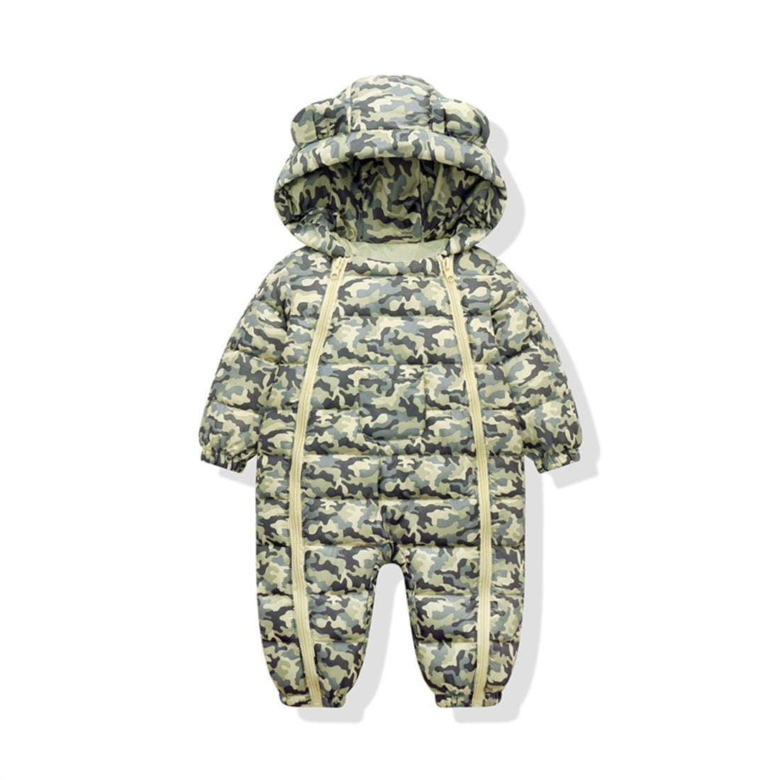Infant Baby Girl Winter Snowsuit Toddler Hoodied Double Zipper Romper