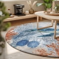 thumbnail image 3 of Round Area Rugs 5Ft, Sea Turtle Coastal Non-Slip Washable Circle Rugs Carpet, Blue Red Summer Beach Coral Nautical Wood Indoor Outdoor Rug Floor Mats Throw Runner for Bedroom Living Room Bathroom, 3 of 8