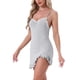 thumbnail image 4 of INSPIRAR CHIC Camisones de Mujer Ropa de Dormir Chemise do Hem Asimétrico V-Cuello Babydoll Camiseta Lencería Noche S Gris, 4 of 6