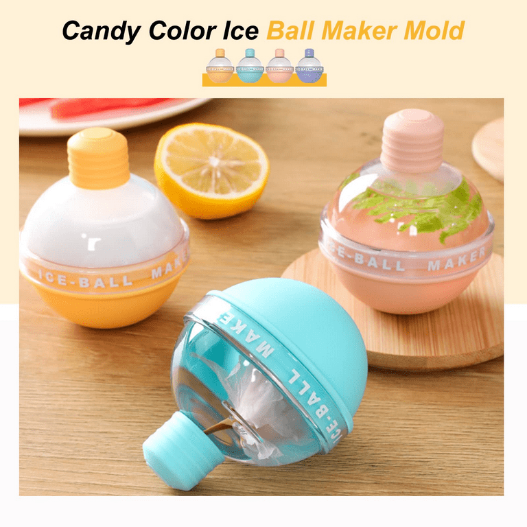 Round Ice Cube Mold Set of 4 Individual 2.5 Inch Tight Sealing