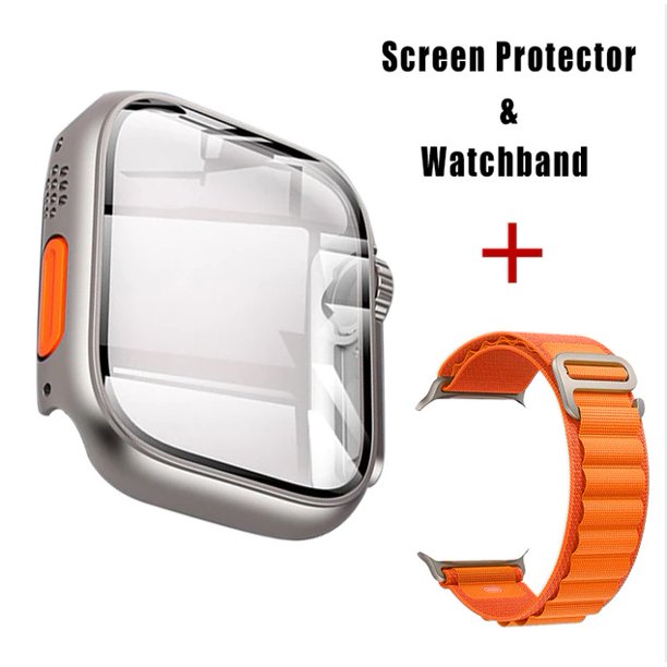 Protector De Pantalla Compatible Para Apple Watch 8 7 45mm 44mm Actualización De Apariencia Para iWatch Ultra PC Cubierta + Vidrio Templado Convirtiéndose En Gao Jiahui unisex
