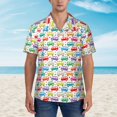 thumbnail image 2 of Sikiie Colorful Bus Print Men's Hawaiian Shirt, Summer Beach Button Pocket Short Sleeve T-Shirt,Large, 2 of 7