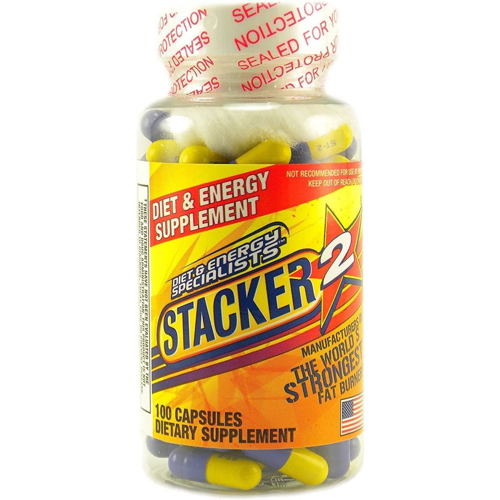 Stacker 2 Dietary Supplements, Energy and Metabolism Booster, 100 Ct