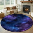 thumbnail image 2 of Abstract Starry Sky Round Area&nbsp;Rug 5ft Blue Purple Black Night Sky Star Non-Slip&nbsp;Washable Circle Rugs Soft Felt Indoor Floor Mat for Bedroom Kitchen Living Room Bathroom, 2 of 9