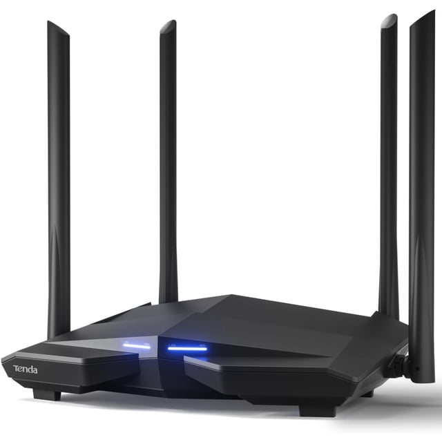 Tenda AC10 Router Gigabit AC1200 Doble Banda WiFi, 5 GHz hasta 867 Mbps, 2.4 GHz hasta 300 Mbps, Tecnología Beamforming, MU-MIMO Comunicación Multiple, 4 Atenas de 6dbi Amplia Cobertura WiFi.,Black