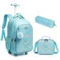 thumbnail image 2 of SWChildren's Wheeled Backpack Bag Set with Lunch Box School Rolling Backpack Bag with Wheels School Trolley Backpack Bag for Girls, 2 of 5