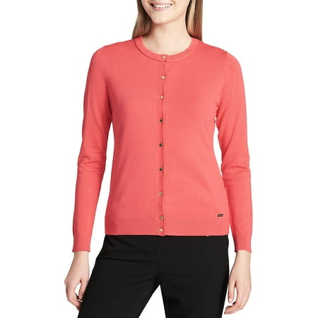 New  4615-2 Calvin Klein Pink Watermelon Women Cardigan Button Down Sweater, XL, (Best Way To Store Winter Sweaters)