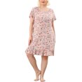 thumbnail image 1 of Plus Size Nightgowns for Women Elastic Round Neck Floral  Sleep Dresses Pink 1X, 1 of 7