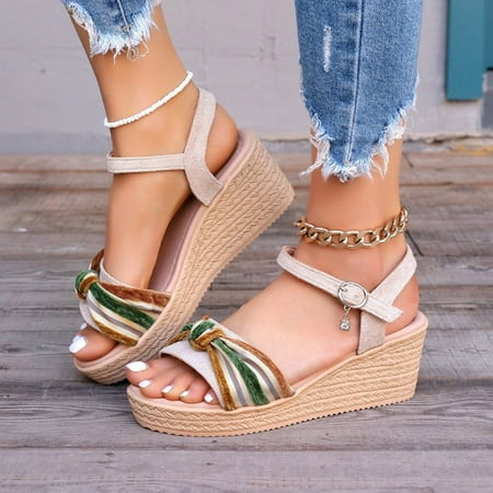 

Sandals for Women 2024 Deals! Nilvkv One Line Buckle Sandals Sloping Heel High Height Women Shoes Layered Thick Soled Sandals Women s Orthopedic Wedge Sandalias Arch Support Summer Comfort Sandals