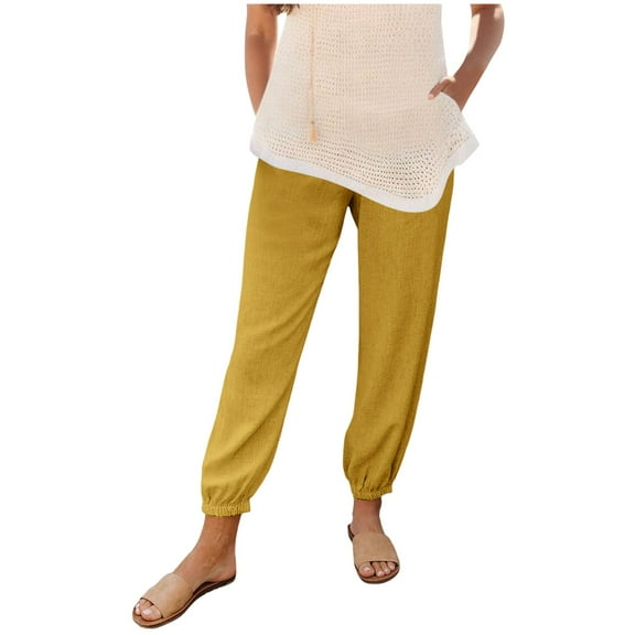 Pants for Women Woman Pajama Pants Petite Pajama Jean Women Business Casual Business Casual Stretch for Pant Medium Trouser Fashion Woman Tailo Yellow M