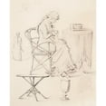 thumbnail image 2 of Helene Schjerfbeck 15x18 Gold Ornate Wood Frame and Double Matted Museum Art Print Titled - Sketches, Sewing Girl, Table, Wine Glass, Woman Selin (1878 - 1888), 2 of 4