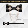 thumbnail image 2 of MENDENG Black Bow Ties for Men Pre-Tied Rhinestone Pearl Chain Decor Tuxedo Adjustable Men's Bowtie (Gold/White), 2 of 6