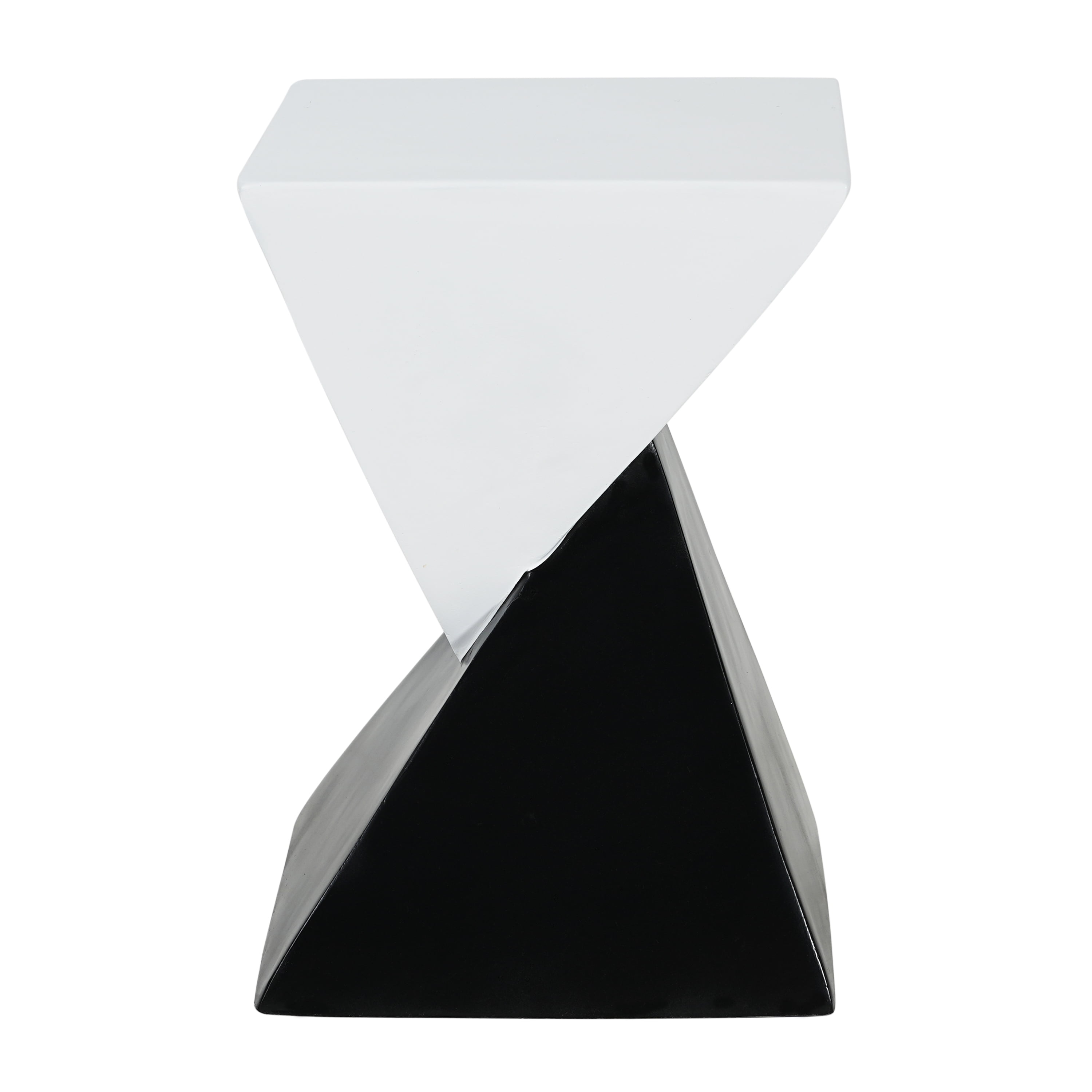 Geometric Side Table, Black and White Two Tone End Table for Living Room Patio Garden, Black and White