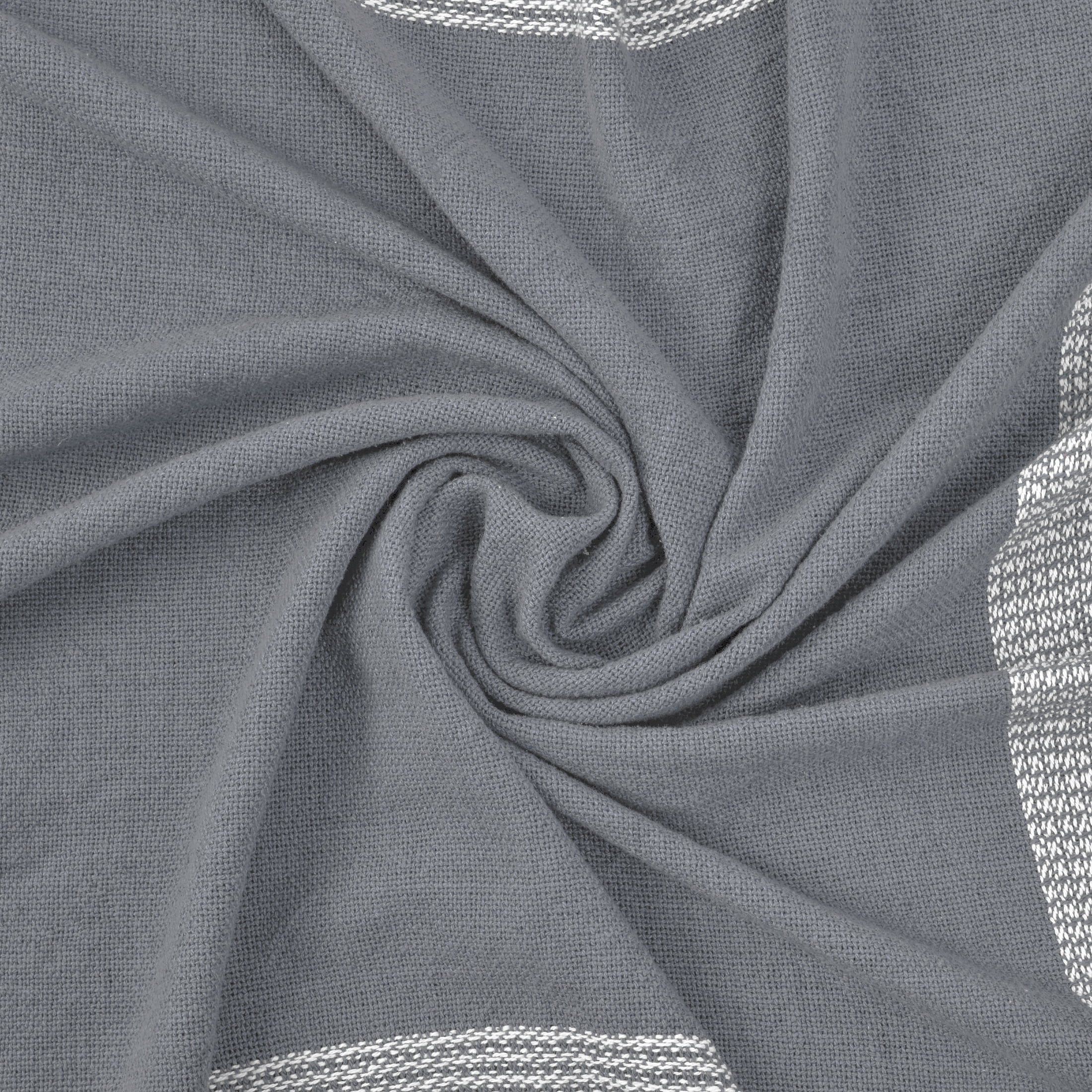 Ox Bay Gray/White Tartan Plaid Cotton Throw Blanket, 50" x 60"