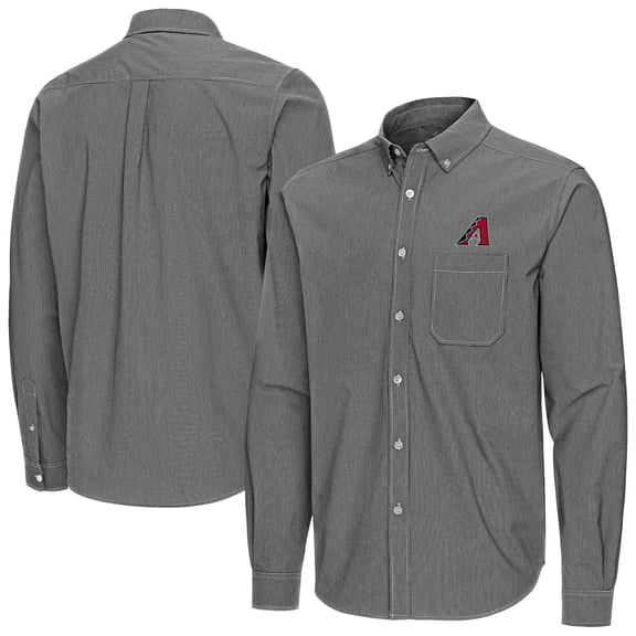 Men's Antigua Black Arizona Diamondbacks Porter Woven Long Sleeve Button-Down Shirt