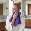 thumbnail image 5 of Unique Bargains 4Pcs Solid Cotton Absorbent Washcloths Light Purple 13" x 13", 5 of 8