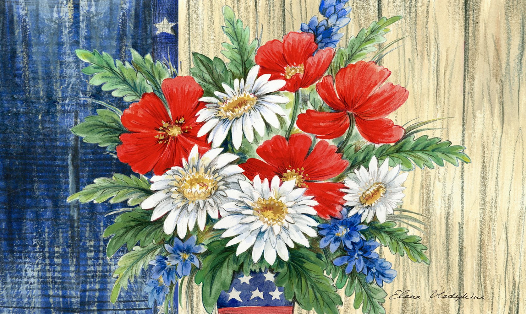 Toland Home Garden Patriotic Bouquet 18 x 30 Inch Decorative Flower Floor Mat USA Floral Doormat Toland Home Garden Patriotic Bouquet 18 x 30 Inch Decorative Flower Floor Mat USA Floral Doormat