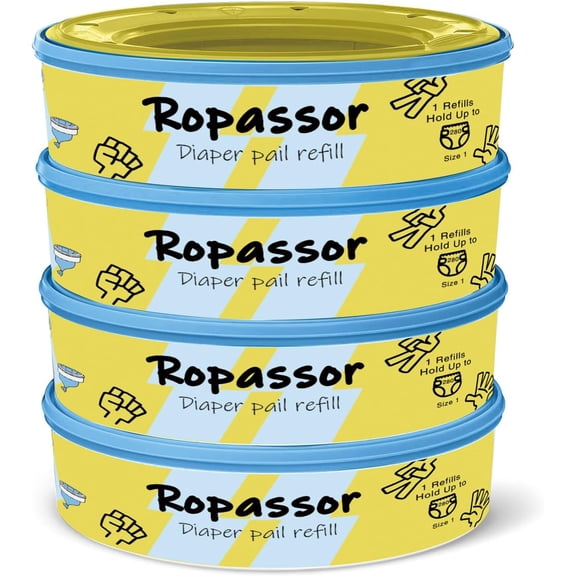 Diaper Pail Refill Bags for Munchkin Step Diaper PailGenie & Complete/Expressions (1120count) 4 Packs, 7-Layer Odor-Absorbing, Disposable Diaper Poop Bags, Baby essentials