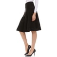 thumbnail image 3 of BGDK Premium Lycra Skirt – Thick, and Opaque Pleated Skirt with Stretch Waist Knee-Length & Midi-Length Options Black Medium, 3 of 4