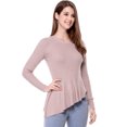 thumbnail image 3 of INSPIRE CHIC Women's Long Sleeve Ribbed Knit Ruffle Hem Peplum Top, 3 of 6