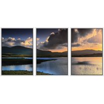 wall26 - 3 Piece Framed Canvas Wall Art - The Isle of Skye in Scotland, Great Britain UK - Modern Home Art Stretched and Framed Ready to Hang - 16"x24"x3 White
