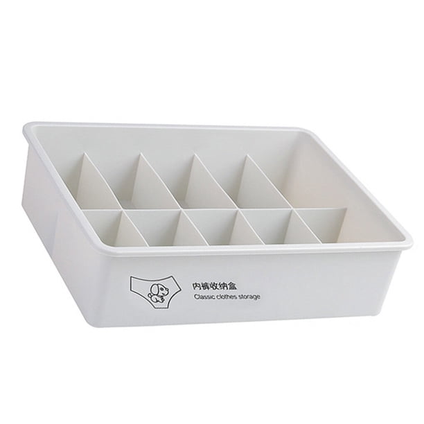 Matsuzay Caja de almacenamiento de calcetines de ropa interior, sujetador de plástico apilable dividido, bragas, tapa de acabado, organizador Almacenamiento y organización del hogar Gris 10 cuadrícula