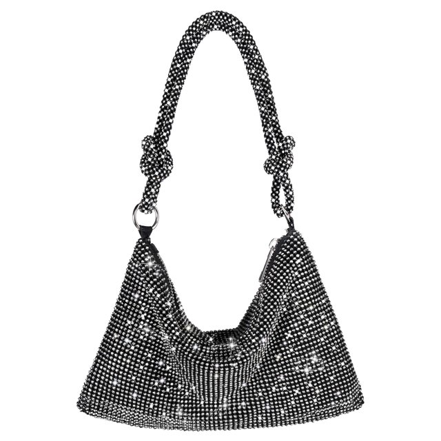 Bolso de noche NEWROGENG con diamantes de imitación plateados para mujer