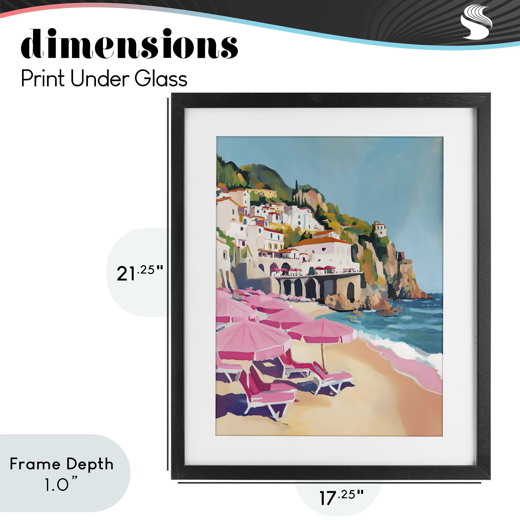 Stupell Industries Pink Beach Chairs on Shoreline Black Framed Print Under Glass, design by The Prints Vibe