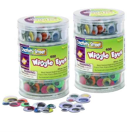 UPC: 0194629065851 | Wiggle Eyes Storage Stacker Round Assorted Black Painted & Bright Assorted Sizes 400 Per Pack 2 Packs