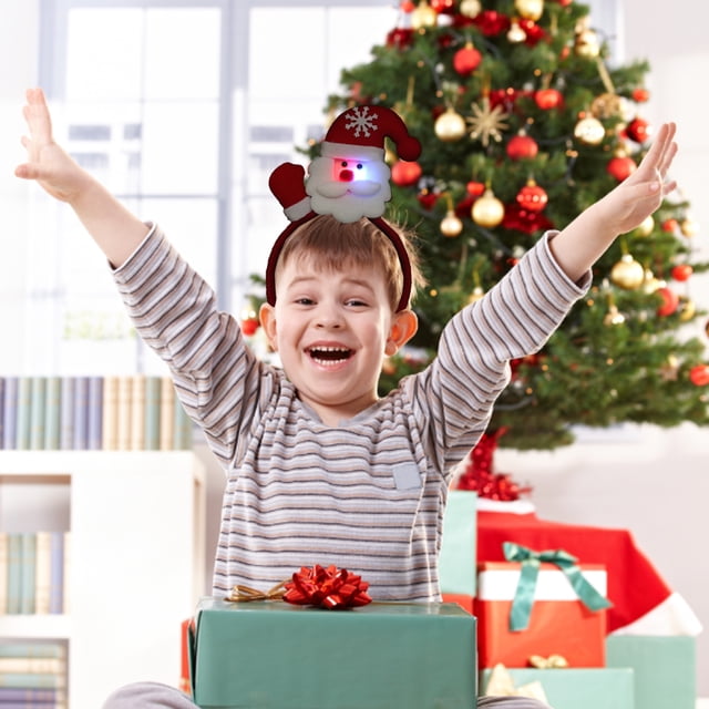 Diadema Luminosa Navideña | Diseño de Papá Noel, Muñeco de Nieve, Ciervo y Oso | Diadema de Tela Luminosa para Adultos y Niños | Accesorio Cómodo para Fiestas | Regalo de Decoración Festiva