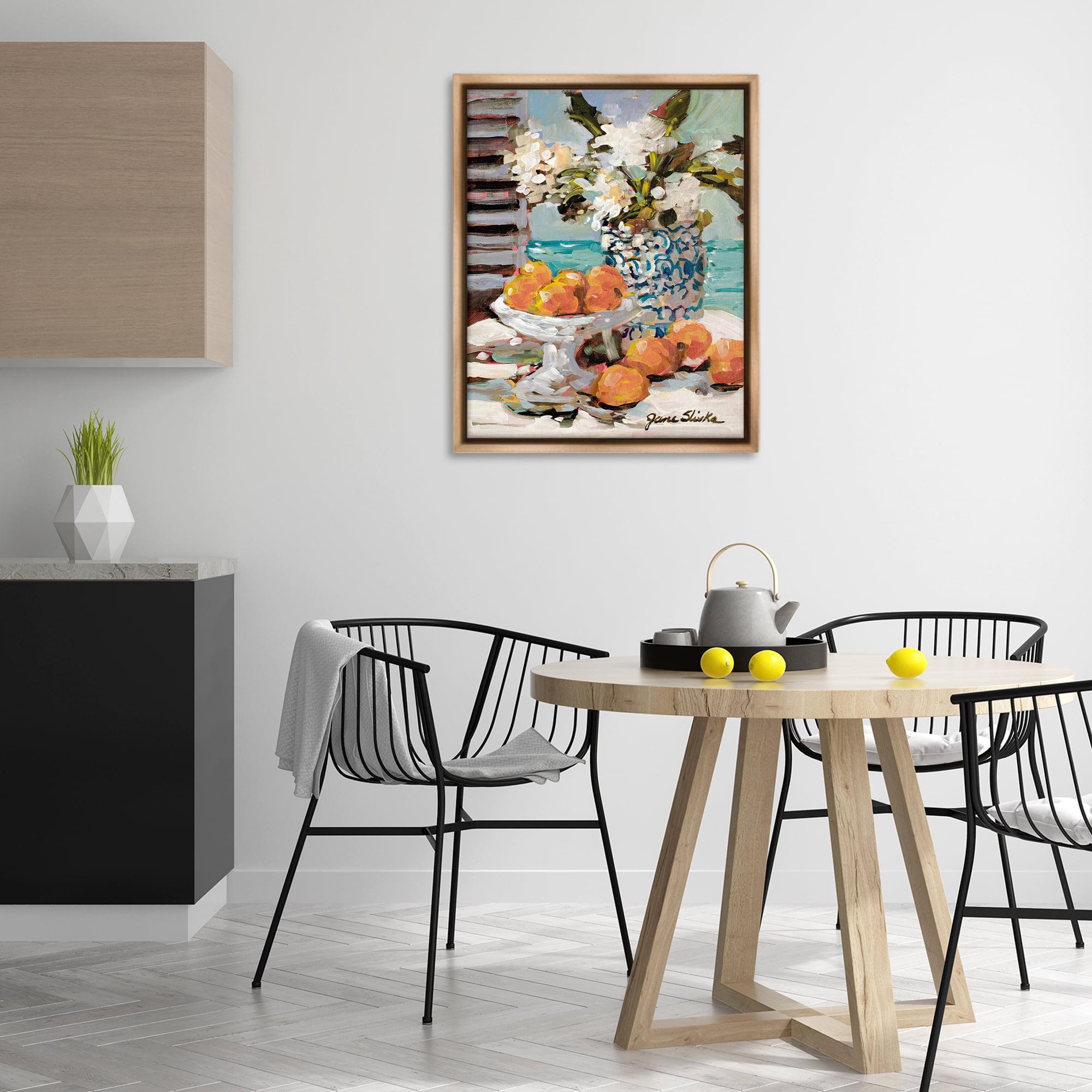 Stupell Industries Coastal Fruits Still Life Food & Beverage Painting Brown Floater Framed Art Print Wall Art, 25 x 31