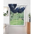 thumbnail image 2 of Navy Blue Gold Sheer Waterfall Valance Curtains for Window, Abstract Line Art Troditional Ink Painting Rod Pocket Sheer Topper Swag Curtains for Living Room, Kitchen 38.5"W x 47.2"L, 1 Panel, 2 of 7