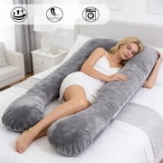 AFGFUF U-Shaped Pregnancy Pillow (49.2 x 28.3) - Full Body Maternity Support Pillow for Total Body Pain Relief, Grey