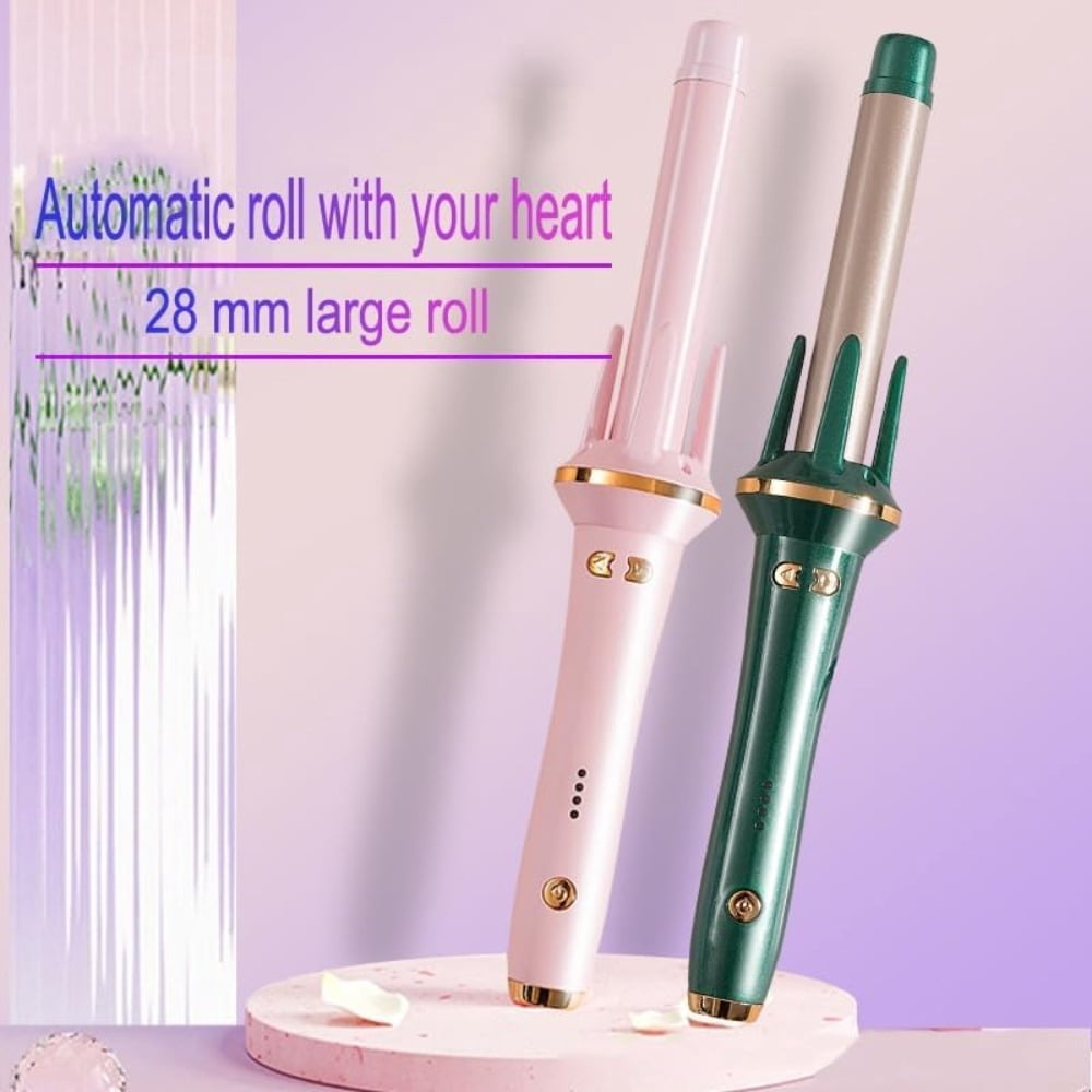 Hair curling iron,curling iron,curling iron,lazy wool curls,big waves,automatic negative ion perm artifacts,curling iron with big barrel,hair curler (Color:Pink)