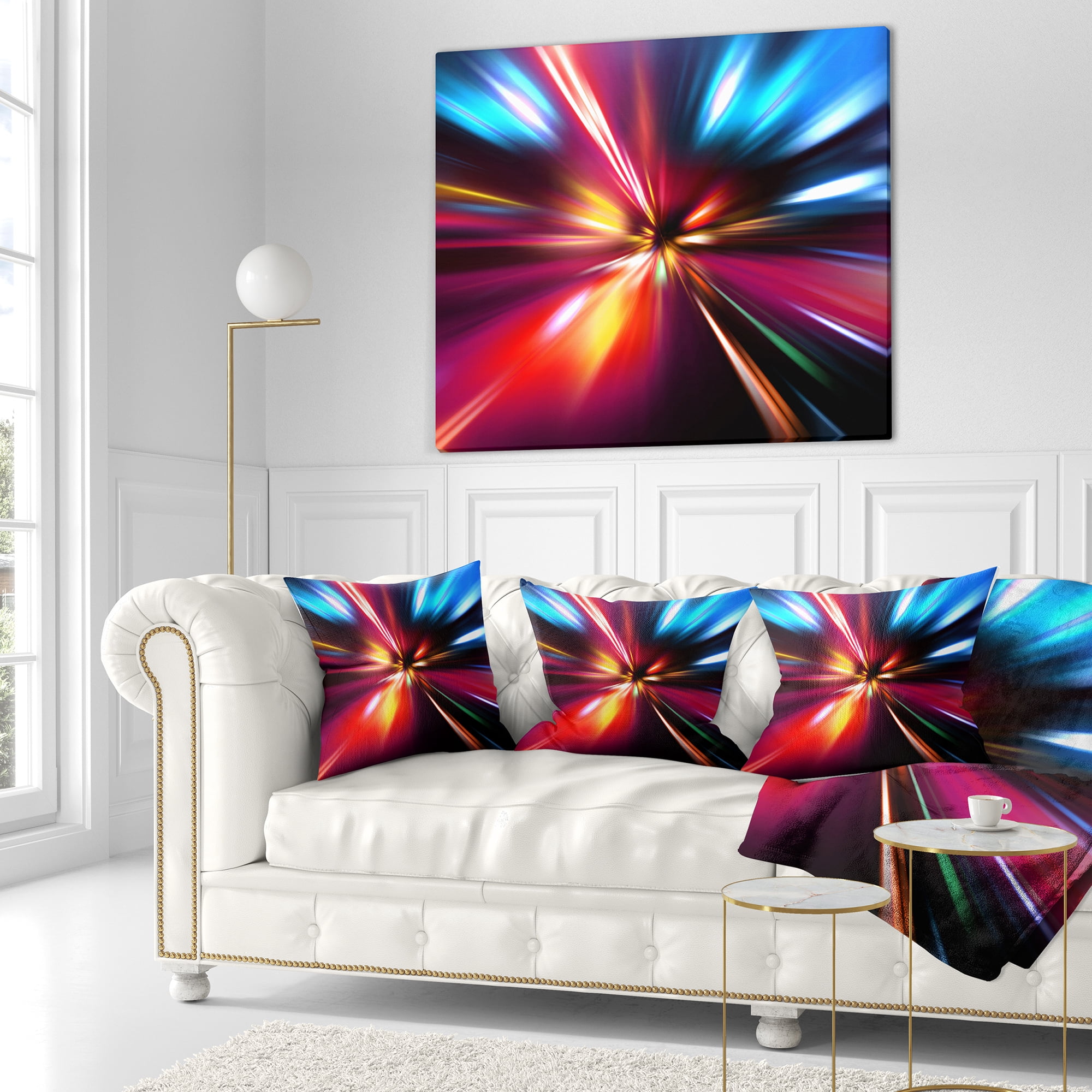 Designart Speed Motion in Night - Abstract Throw Pillow - 18x18