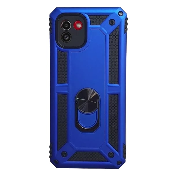 Funda Uso Rudo Con Anillo Magnético Para Samsung A03 Cely Vesmir Azul Rey Más 2 Micas De Cristal