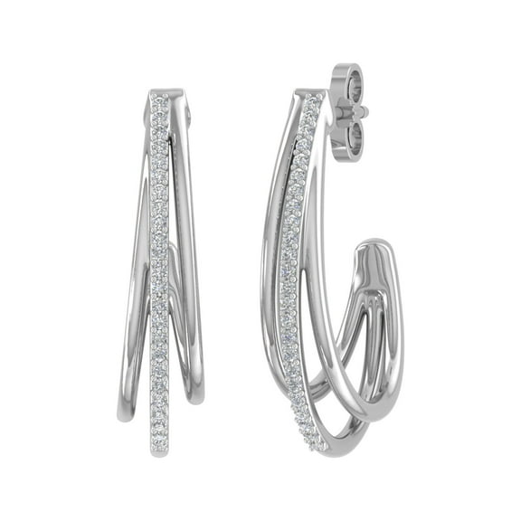 1/4 Carat Diamond Tri-Hoop Earrings in 14K White Gold (I1-I2 Clarity)
