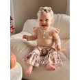 thumbnail image 2 of RUINIXCW Baby Girls Fall Outfit Long Sleeve Romper Camo/Floral Flared Pants Headband, 2 of 8